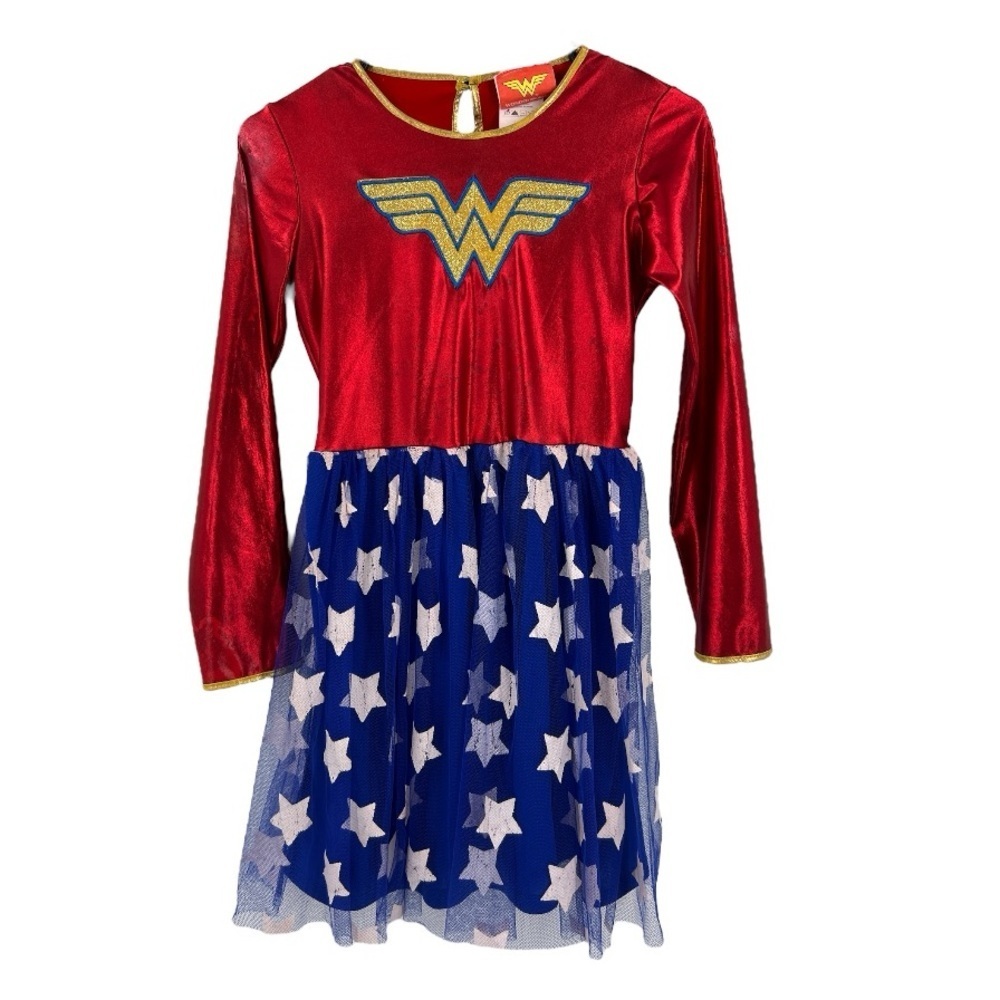DC Comics Child Long Sleeve Wonder Girls Costume Dress Large Red Blue Gold SZ 10